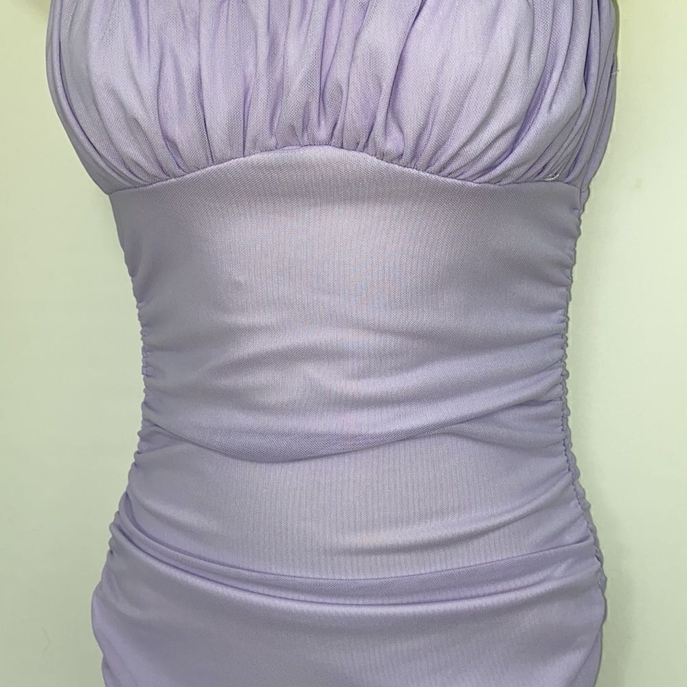 Princess Polly Dress"Penney" Ruched Lilac Mini Dress New With Tag Sz 2 - Picture 3 of 8